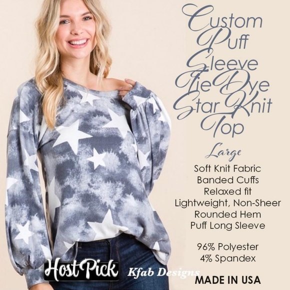 KFab Designs Tops - Tie Dye Knit Longsleeve Top with Stars 🎉HOST PICK🎉